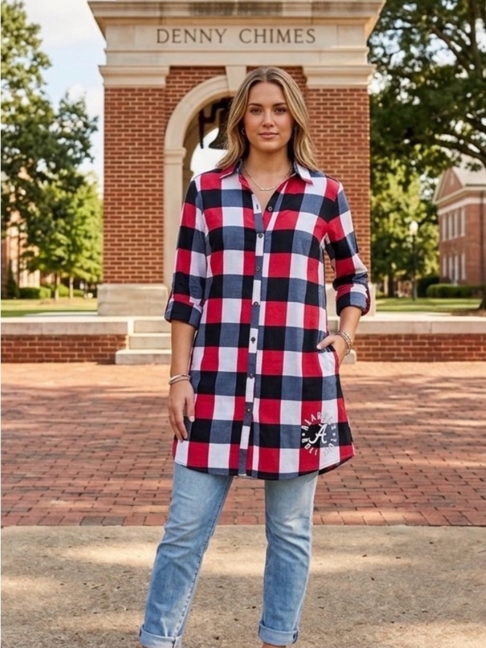 NWT Gameday Couture Alabama Crimson Tide Plaid Tunic Shirt Dress Large